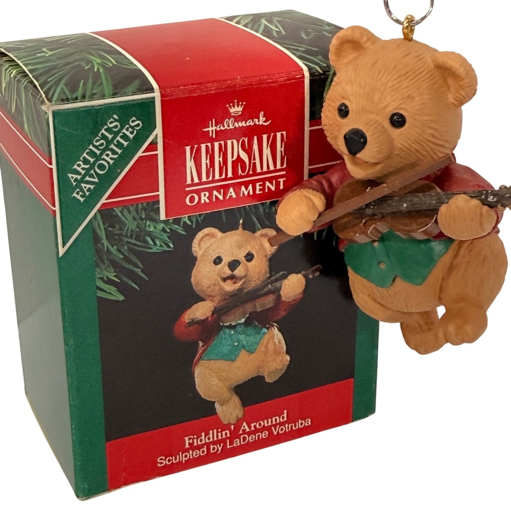 1991 Hallmark‎ Keepsake Ornament Fiddlin Around Bear Violin LaDene Votruba